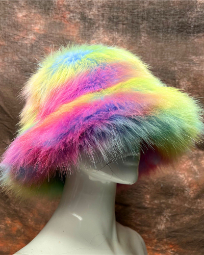 Fashion Colorful Rainbow Warm Winter Bucket Hat
