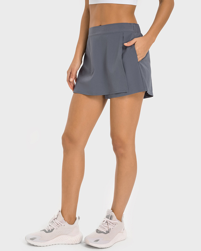 Women Quick Dry Sports Side Pocket Tennis Skirts Yoga Bottoms Orange Black Gray Purple Green 4-12