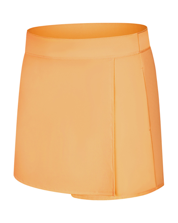 Women Quick Dry Sports Side Pocket Tennis Skirts Yoga Bottoms Orange Black Gray Purple Green 4-12