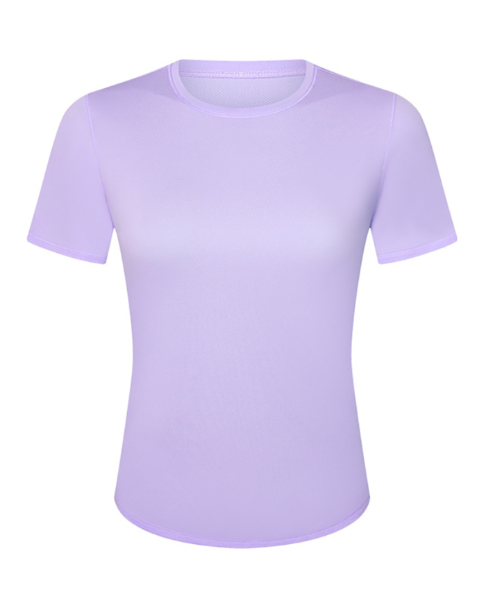 Women Sports Running Solid Color Quick Dry Breathable Tennis Top T-shirt 4-12