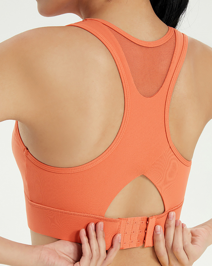 Women Back Zipper Energy Longline Bra Medium Support Workout Sports Bras