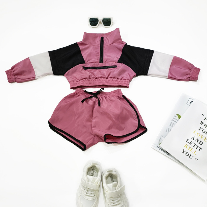 Girls Cool Colorblock Spring Two Piece Sets 90cm-110cm