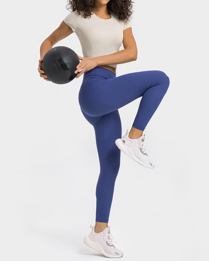 Women Short Sleeve O-Neck Slim Sports Yoga Tops 4-12