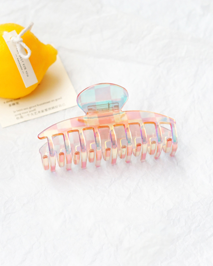 9.5cm Middle Colorful Checkerboard Small Claw Hair Clip