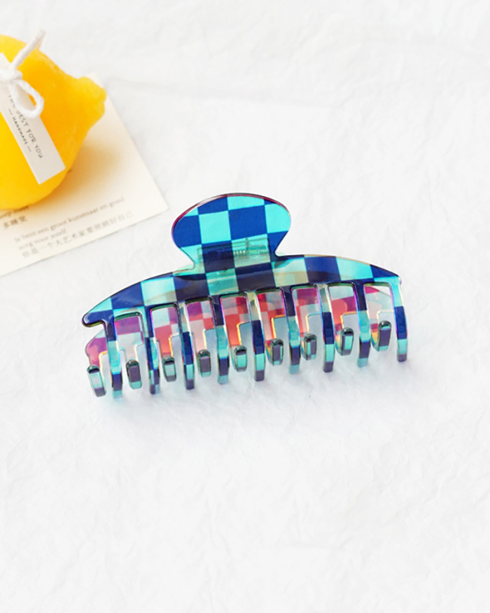 9.5cm Middle Colorful Checkerboard Small Claw Hair Clip