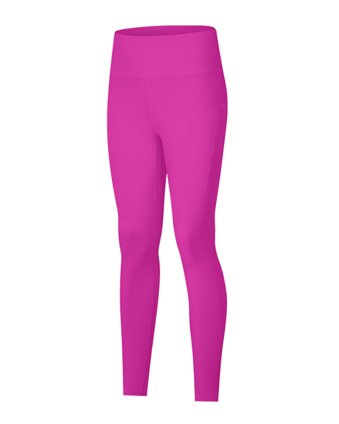 Women High Waist Solid Color Pocket Sports Running Pants Yoga Bottoms 4-12