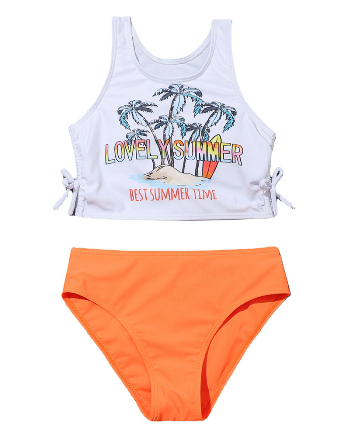 Kids Girl Lovely Summer Printed Two Piece Kid Swimwear