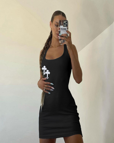 Sleeveless Solid Color Women Summer Dress S-L