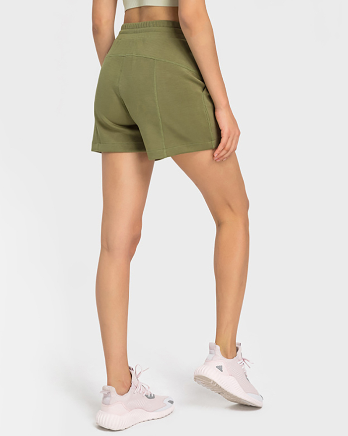 Women Drawstring Activewear Causal Pocket Sports Shorts Black Green White Pink Army Green 4-12