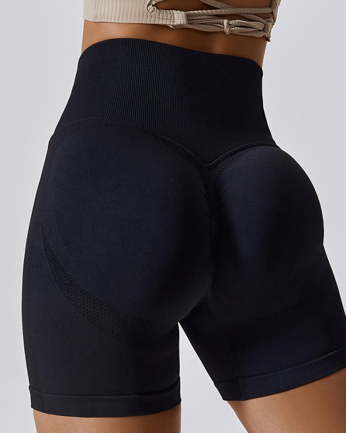Running Seamless Breathable Impenetrable Hip Ligting Line High Waist Yoga Shorts Gray Black Blue Brown Purple Rosy Green S-XL