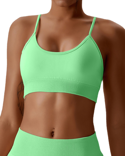 Women Cross Back Quickly Dry Fitness Bra Black Beige Green Pink Coffee Brown XS-XL