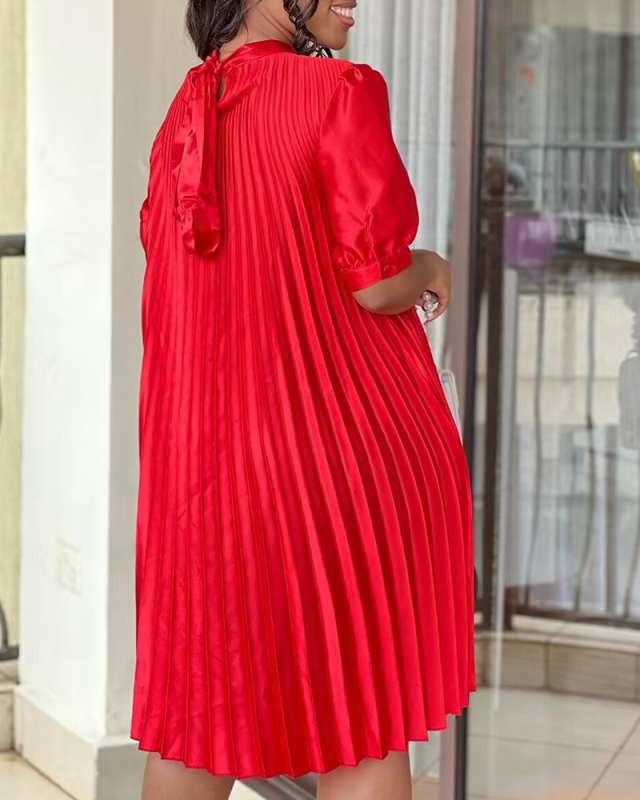Women Summer O-Neck Short Sleeve Loose Ruched Plus Size Dress Royal Blue Red White S-3XL