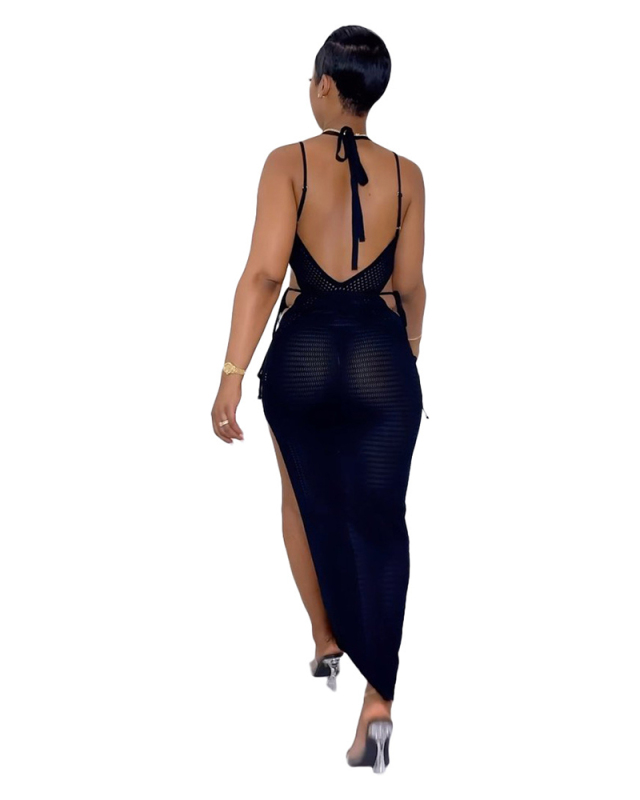 Open Back See Through Vacation Beach Long Dress