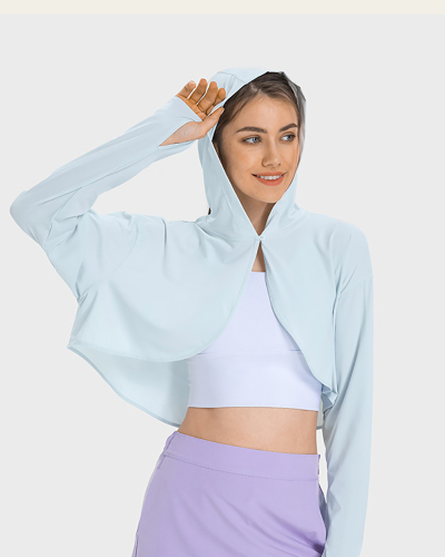 Women UPF50 Long Sleeve Summer Hoodies Coat White Gray Pink Blue Yellow Purple M-L