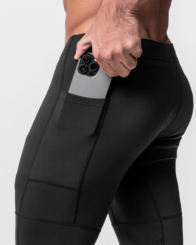 Mens Sports Tights Gym Workout Leggings Black White S-2XL