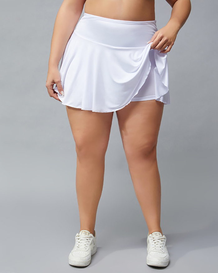 Women Fitness Tennis Sports Pocket Lined Plus Size Yoga Skirt Black White Army Green Coffee XL-4XL