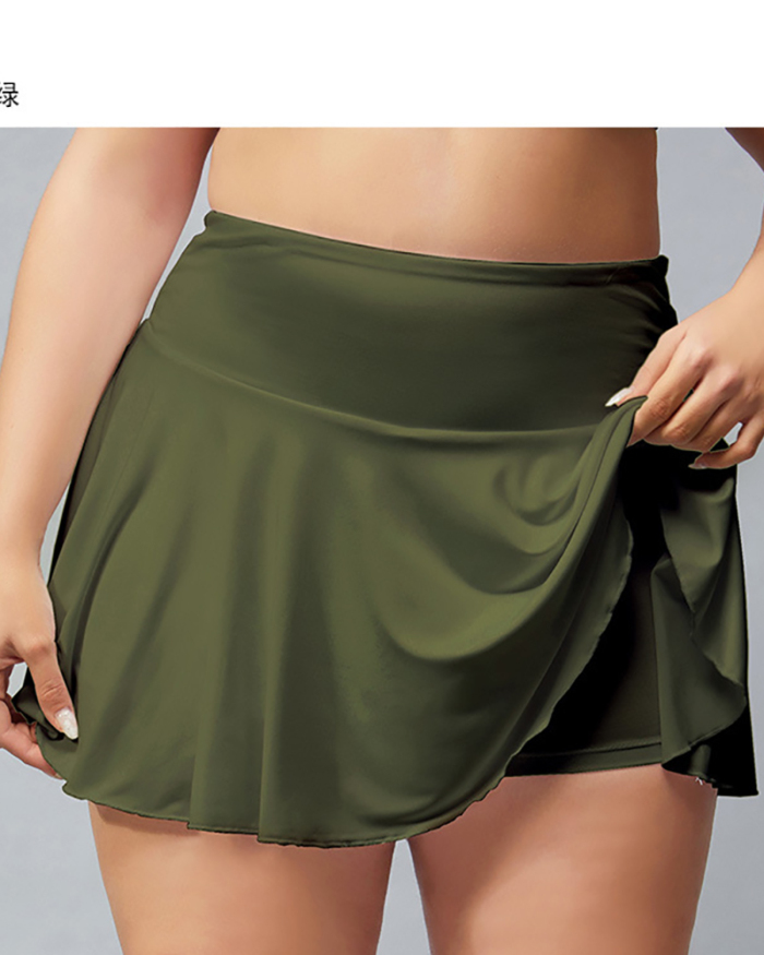 Women Fitness Tennis Sports Pocket Lined Plus Size Yoga Skirt Black White Army Green Coffee XL-4XL