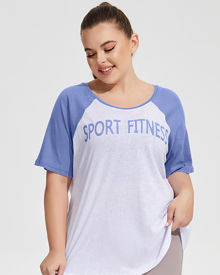 Women Sport Fitness Loose Plus Size T-shirt Blue Black Coffee Purple XL-4XL