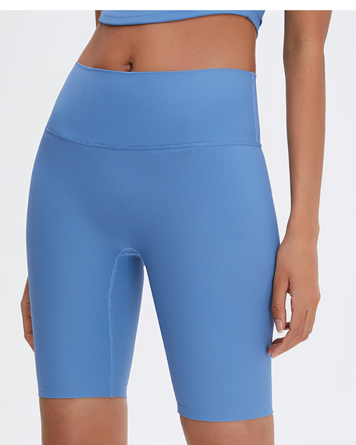 Fashion Women Solid Color Sports Yoga Midi High Waist Shorts Green Blue Khaki Black Coco S-XL