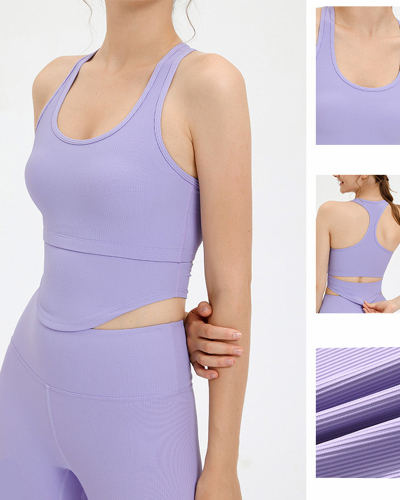 Women Solid Color U Neck Yoga Bra Running Vest 7 Colors S-XL