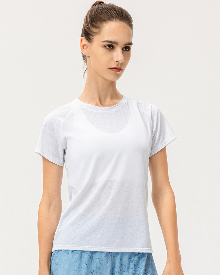 Women Quick Drying Short Sleeve Mesh Back Sports T-shirt Black White Blue S-3XL