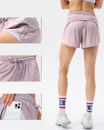 Hot Sale Fashion Tennis Sports Quick Drying Lined Shorts Black Gray Pink Blue Green 4-12