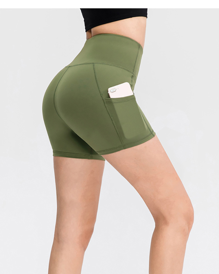 Women High Waist Soft Yoga Fitness Sports Mini Shorts With Pocket (14 Colors) S-2XL