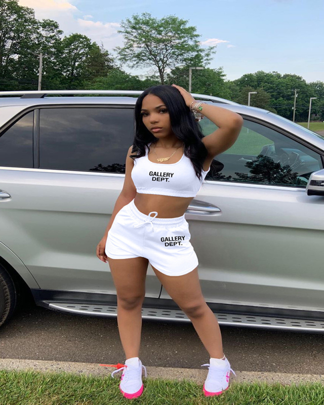 Summer Letter Printed Cute Two Piece Short Set