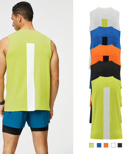 Summer Breathable Outside Running Training Vest White Blue Orange Black Fluorescent Green M-3XL