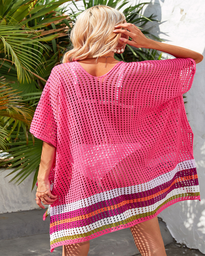 Summer Loose Hollow Out Beach Cover Ups Orange Green Rosy White Black One Size