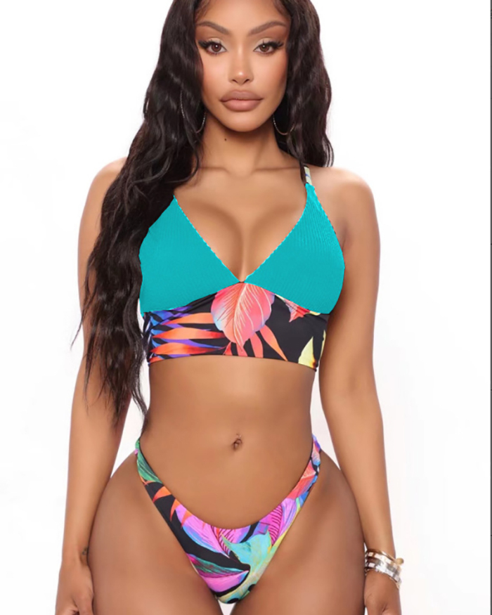 Contrast Color Women Hot Beach Swimwear