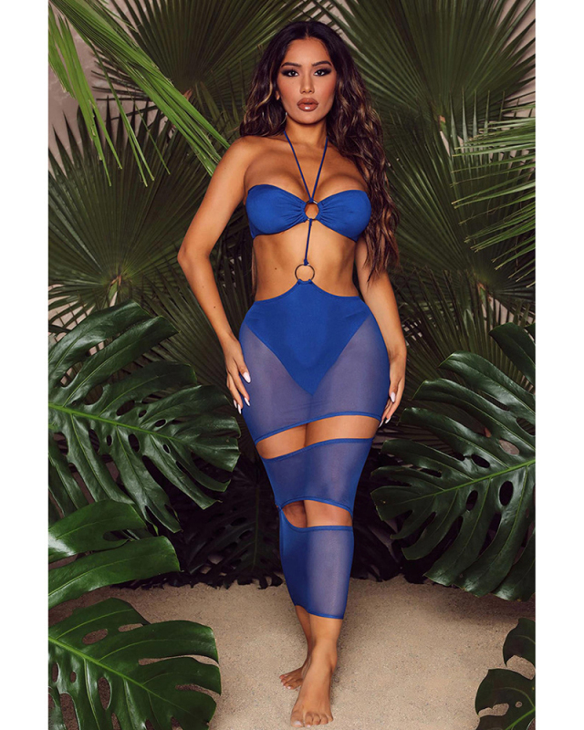 Sleeveless Women Mesh Hot Summer Dress Hollow Out Dress