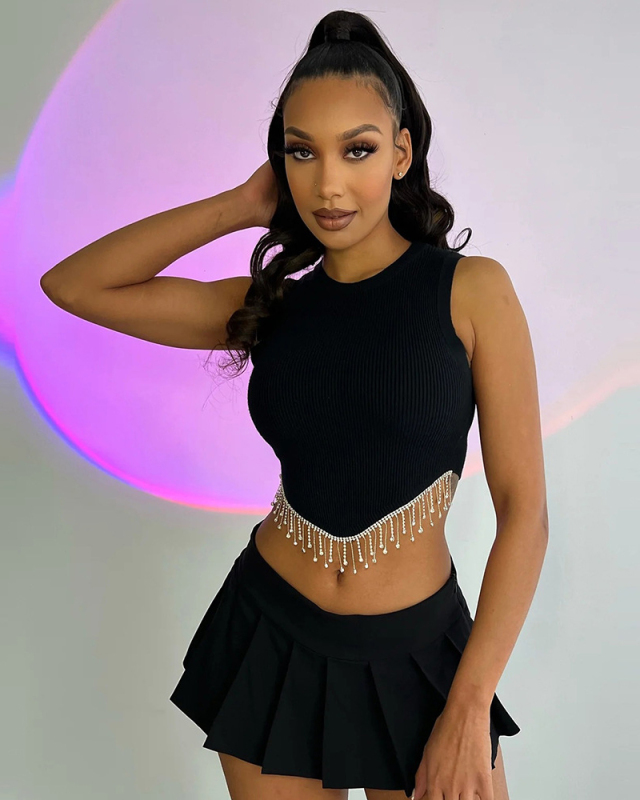 Sequin Super Hot Girl Short Top Vest S-L