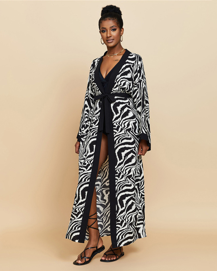 New Bohemian Style Printed Long Sleeve Cotton Kimonos Swimwear Cover Up
