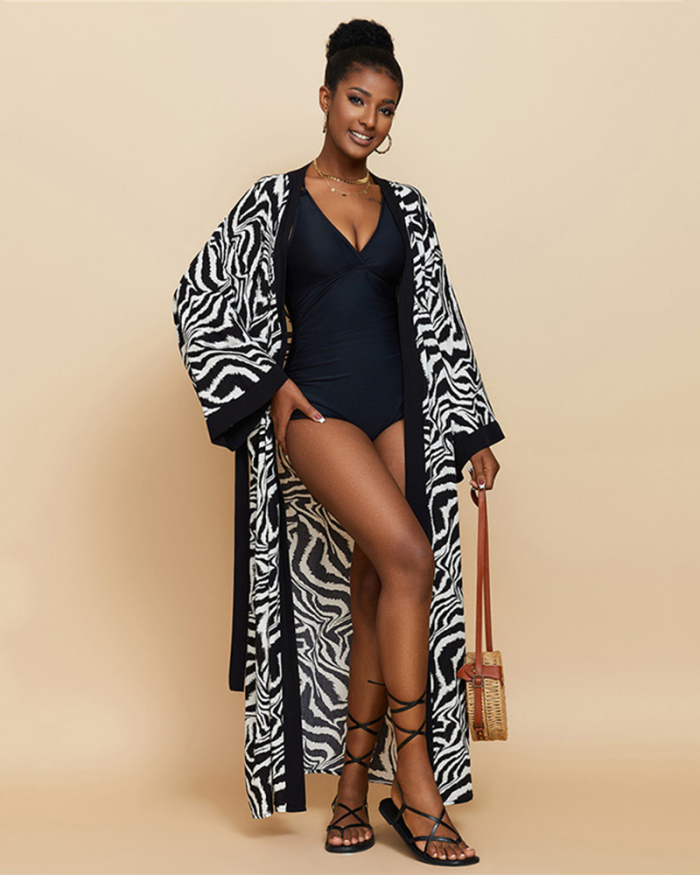 New Bohemian Style Printed Long Sleeve Cotton Kimonos Swimwear Cover Up