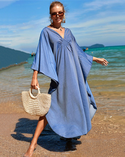 Solid Color Loose Plus Size Holiday Crochet Beach Dresses (19 Color) 