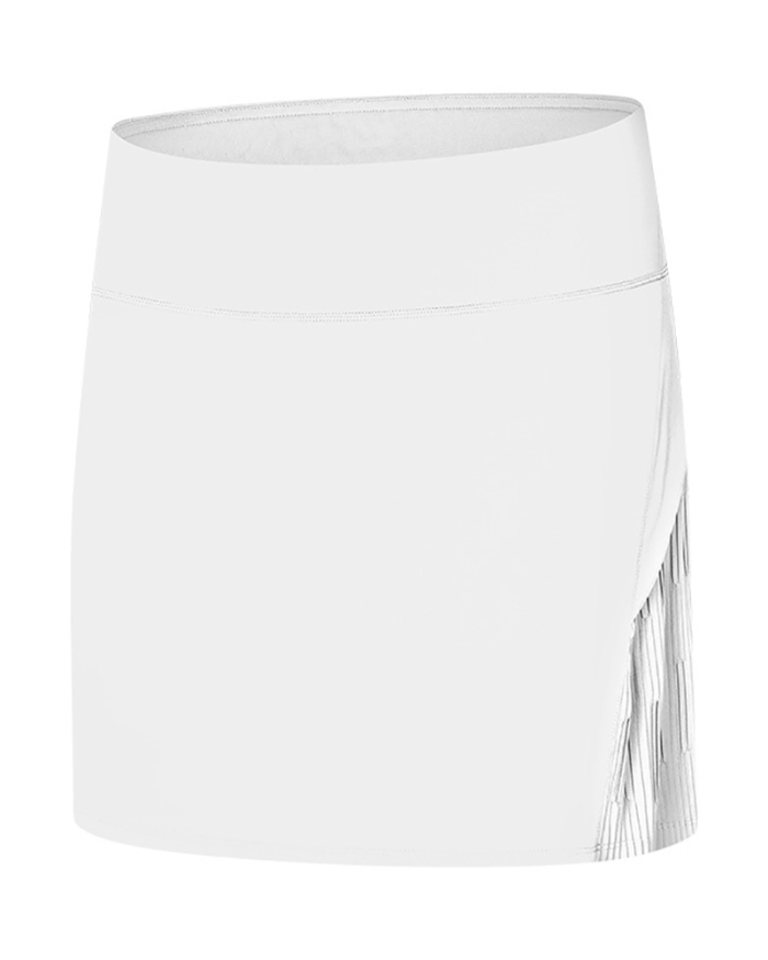 Solid Color Quick-Drying Lined Solid Color Tennis Pleated Skirts (Inside Pocket) White Pink Orange Black Cyan 4-12