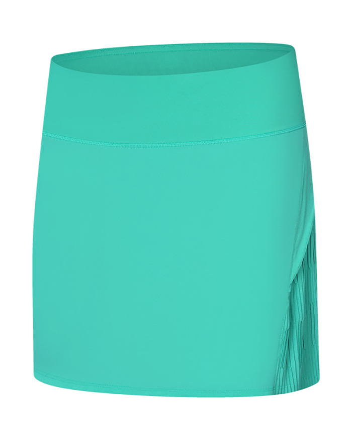 Solid Color Quick-Drying Lined Solid Color Tennis Pleated Skirts (Inside Pocket) White Pink Orange Black Cyan 4-12