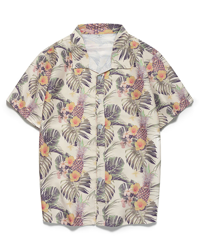 Summer Vacation Hawaiian Coast Loose Florals Printing T-shirt S-5XL