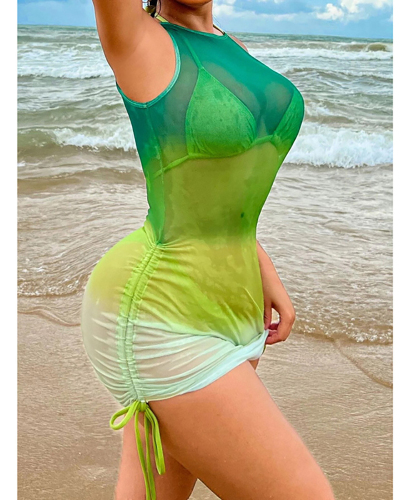 3 Piece Bright Green Beach Swimsuit S-XL