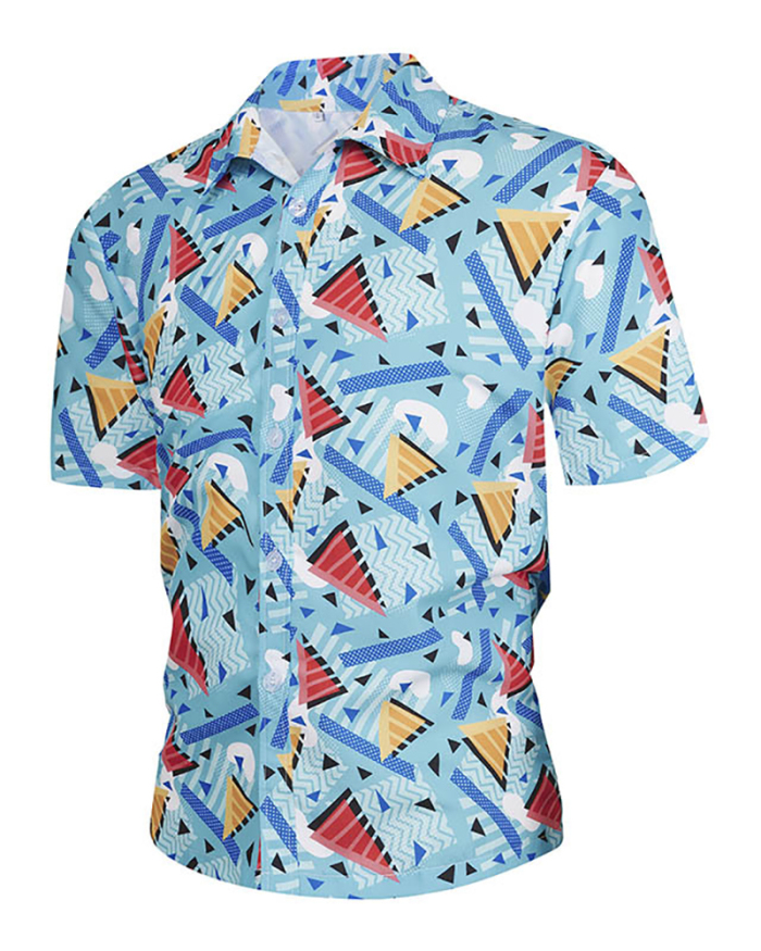 Hot Sale Fashion Men's Lapel Short Sleeve Casual Beach T-shirt S-5XL