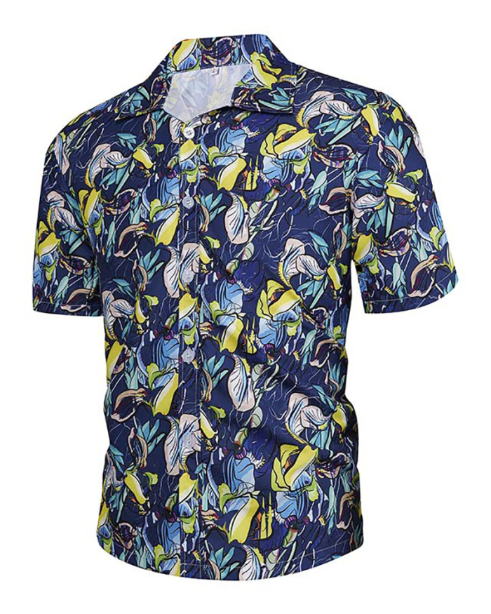 Men's Popular Summer Lapel Travel Hawaii Short Sleeves Beach Holiday Vacation T-shirt S-5XL