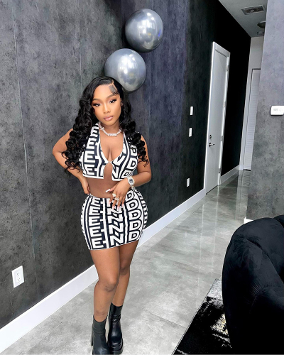 Printed Cool Summer Two Piece Skirt Set