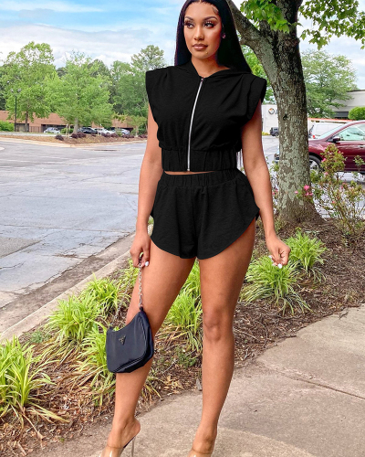 Sleeveless Black Summer Two Piece Outfits