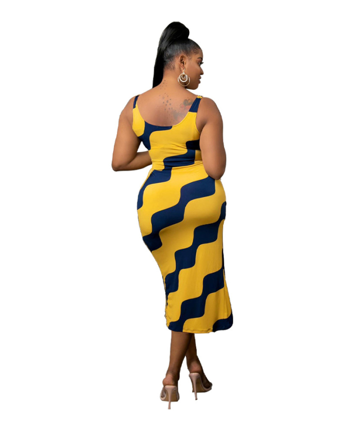 Printed Stripe Women New Summer Causal Dress S-XXL