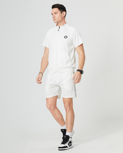 Men's Short Sleeve Sports Colorblock Casual Comfortable Two-piece Sets White Black Blue S-2XL