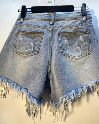 High Waist Diamond Jean Shorts