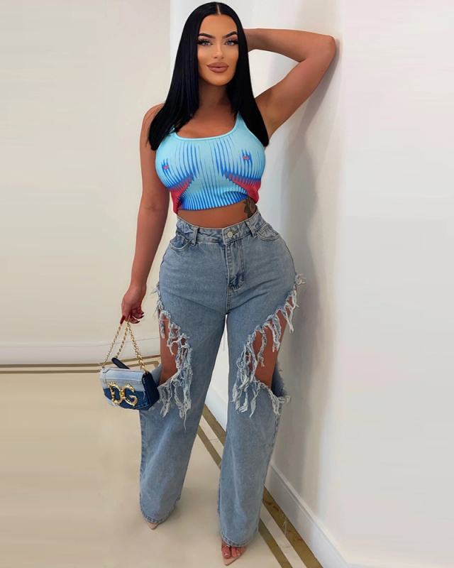 INS Style Women Fashion Loose Jean Pants