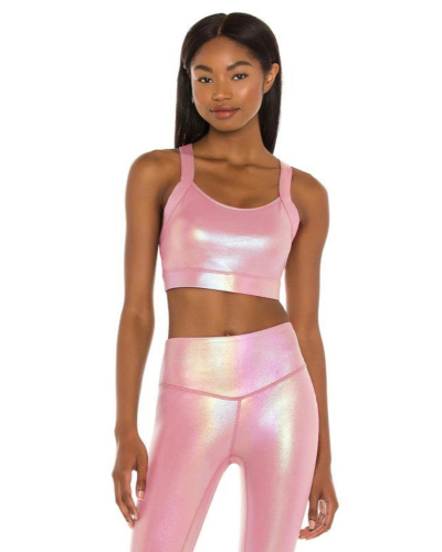 Women Glossy Bright Color High Elastic Sports Workout Two Piece Pants Sets White Pink S-XL