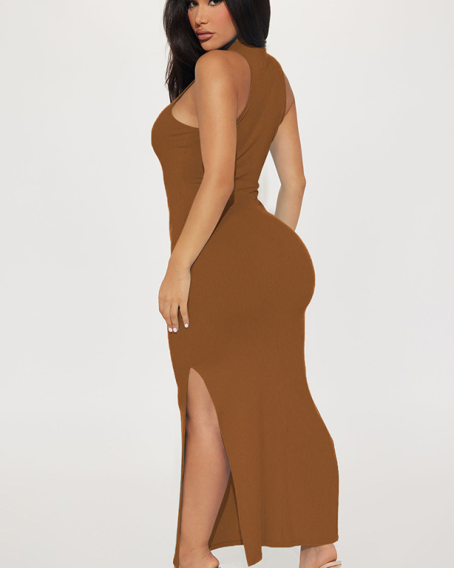 Sleveless O-neck Women Long Summer Dress